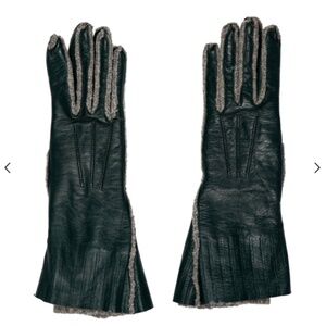 Marni Green Leather with Piping Gloves Italy - Size 7